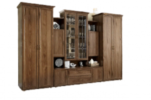 Модульная гостиная Классика комплектация 005 орех/стекло 328х59х216