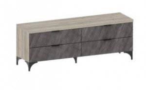 Тумба универсальная четыре ящика Сантан Шаде ТБ 3404 дуб серый/ясень черный 137х38х50 см