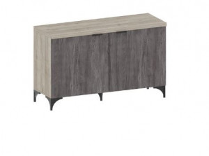 Тумба универсальная двухдверная Сантан Шаде ТБ 3410 дуб серый/ясень черный 111х39х68 см
