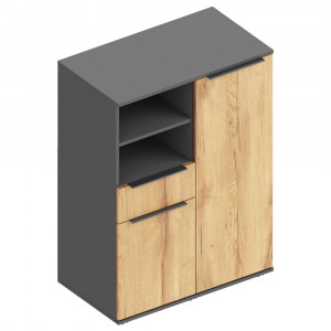 Комод с ящиком и нишей Стил  дуб золотистый/серый ЛОФТ 80х45х110