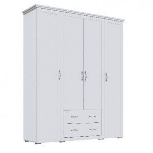 Шкаф распашной 4-х створчатый Леньяна с ящиками Белый 185х224х55