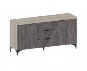 Тумба универсальная 3 ящика и полки Сантан Шаде ТБ 3409 дуб серый/ясень черный 137х39х68 см