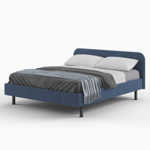 Кровать односпальная Белла синий рогожка 90х200