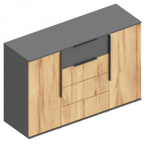 Комод 4 ящиками Стил дуб золотистый/серый ЛОФТ  140х45х94