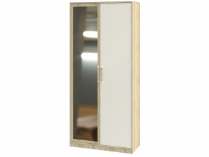 Шкаф распашной 2-х створчатый с зеркалом Эдем Дуб сонома\белый  100х42х220