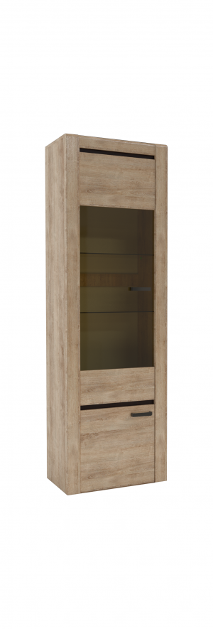 Шкаф распашной Пенал со стеклом Бьянка Дуб баррик\венге  65х38х210