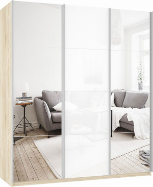 Шкаф-купе 3-х створчатый Прайм дуб сонома/стекло/зеркало 180х57х230