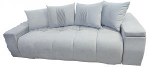 Диван прямой раскладной НПБ Медина Про серо-голубой велюр 250 см