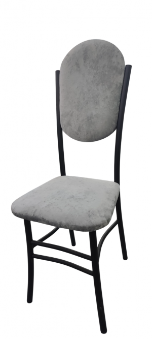 Стул кухонный с мягкой спинкой Фагот черный металл/серый плюш 45х39х103