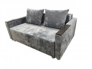 Диван прямой раскладной ППУ Баян с подлокотниками серый велюр 165 см