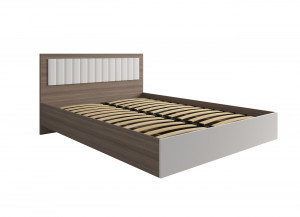 Кровать полутороспальная 140х200 с подъемным механизмом Роза Орех франклин карамельный/Бежевый