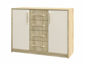 Комод 4 ящика Эдем1 Дуб сонома/Белый жемчуг 120х42х90