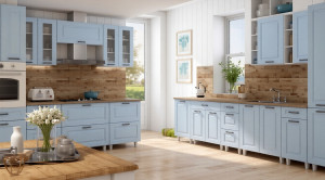 Кухонный гарнитур Грейвуд голубой на заказ