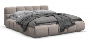 Кровать двуспальная Босс Дрим с подъемным механизмом и ящиком велюр Монолит латте 160х200