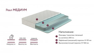 Матрас беспружинный РЕАЛ МЕДИУМ 120х200