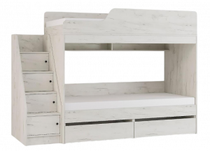 Кровать двухъярусная Гранд Дуб Крафт Белый 80х180