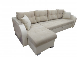 Диван угловой раскладной ППУ Мальди молочный 285х155 см