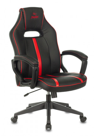 Кресло компьютерное игровое ZOMBIE A3, на колесиках, эко.кожа, красный/черный