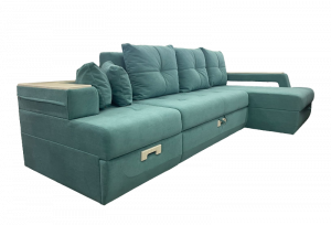 Диван угловой раскладной с НПБ Лотос ДКУ бирюзовый 305х170