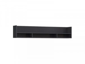 Полка навесная Оливия графит с рельефным фасадом 197х30х38