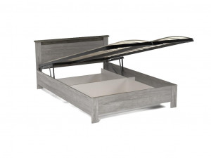 Кровать односпальная с подъемным механизмом Денвер Риббек серый 140х200