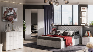 Спальный гарнитур Хилтон №1 белый/серый