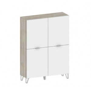 Шкаф распашной 2-х створчатый Гостинная модульнная Анима 5  ШК-3025 дуб серый/белый  111х38х155 см
