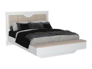 Вилла Кровать 1800 мягкая с банкеткой с кроватным основанием (Белый)