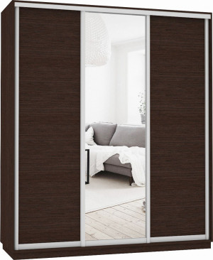 Шкаф-купе 3-х створчатый Экспесс Медиум венге/зеркало 210х60х220
