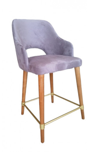 Барный стул светло-серый велюр. ножки натуральный бук