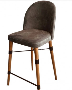 Барный стул коричневый велюр ножки дерево
