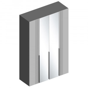 Шкаф распашной 4-х створчатый  с зеркалом Вита серый ЛОФТ 140х52х220