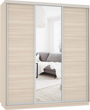 Шкаф-купе 3-х створчатый Экспесс Медиум ясень шимо светлый/зеркало 180х60х220