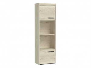 Пенал М-3 со стеклом узкий Мале Дуб галифакс белый 60х38х200