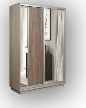 Шкаф купе 2-х створчатый распашной к-007 Ясень шимо светлый 160х45х220