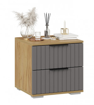 Тумба прикроватная Хилтон серый/бежевый рельефная