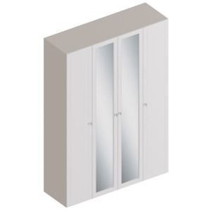 Шкаф 4-х створчатый распашной с зеркалом Лорэн тефия софт айс белая 160х52х230
