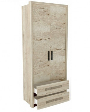 Шкаф распашной  2-х створчатый 2 ящика  Мале Дуб Галифакс натуральный 91х54х228