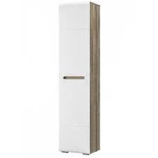 Шкаф распашной Пенал с евроштангой Наоми  дуб каньон/белый глянец 50х37х220