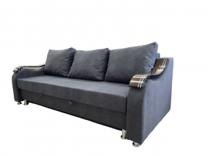 Диван прямой раскладной Еврокнижка с подлокотниками серый велюр 220 см