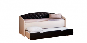 Кровать детская с каретной стяжкой двухъярусная выдвижная ясень шимо светлый/венге 85х195