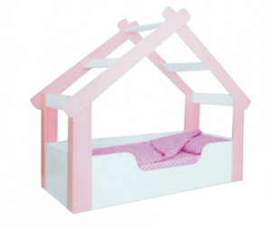 Кровать-домик белый/розовый
