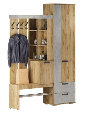 Прихожая Трамп Дуб Крафт / Метрополитан Грей серый 150х37х217