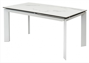 Стол обеденный раздвижной Кремона Глосс Стратуарио 140 Белый мрамор 85х140(+60)