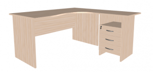 Угловой стол офисный с тумбой Альфа дуб кобург 150х72х74