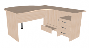 Угловой стол с приставкой и тумбой Альфа 63 566
