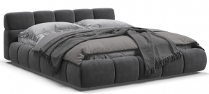 Кровать двуспальная Босс Дрим с подъемным механизмом и ящиком велюр Moнолит серый 160х200