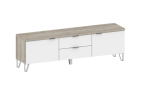 Тумба ТВ 2 ящика и створки Анима ТБ3005 дуб серый/белый 166х39х54 см