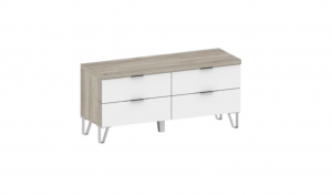 Тумба ТВ 4 ящика Анима ТБ3002 дуб серый/белый 112х39х54 см
