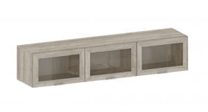 Полка навесная со стеклом Анима ПЛ 3006 дуб серый 167х37х34 см